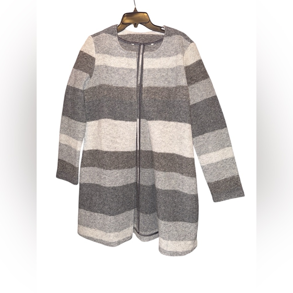 MAX STUDIO gray Wool Blend Coatigan Sweater Cardigan M pockets